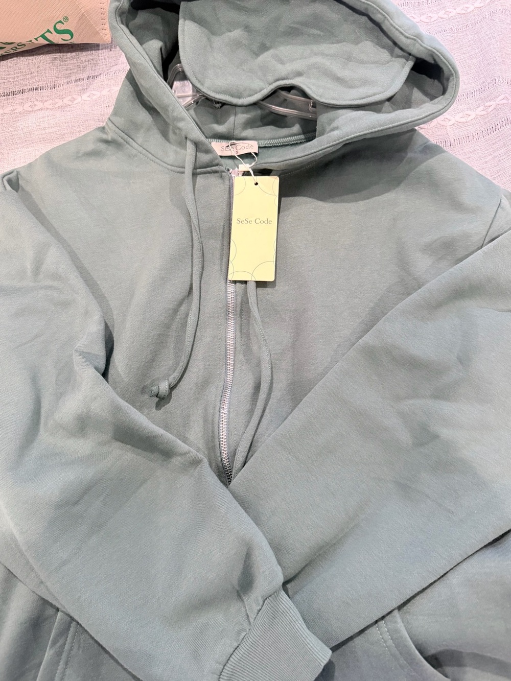 SeSe Code Light Sage Zip-Up Hoodie